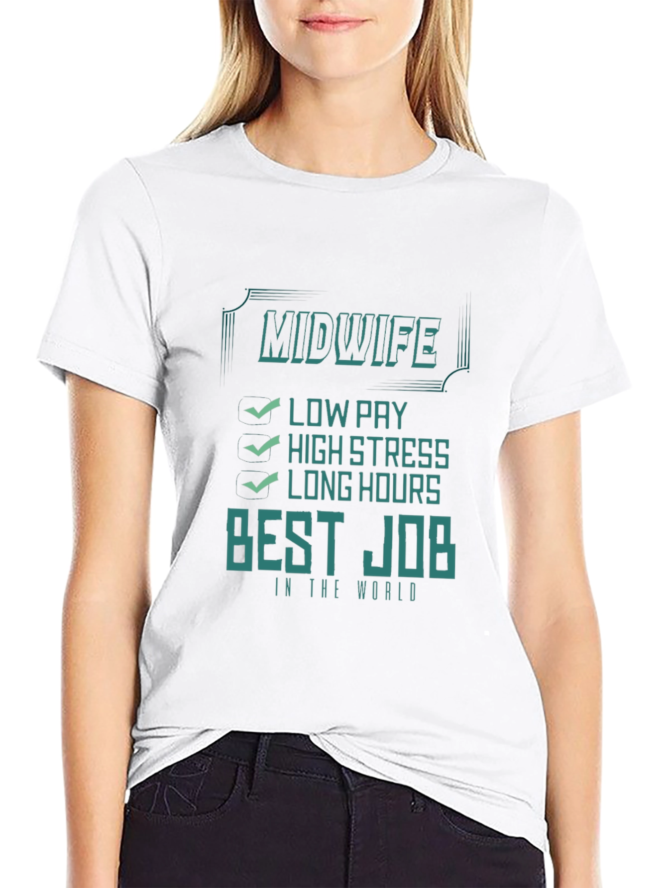Black Midwife Best Job Tee | Low Pay High Stress Shirt view 9
