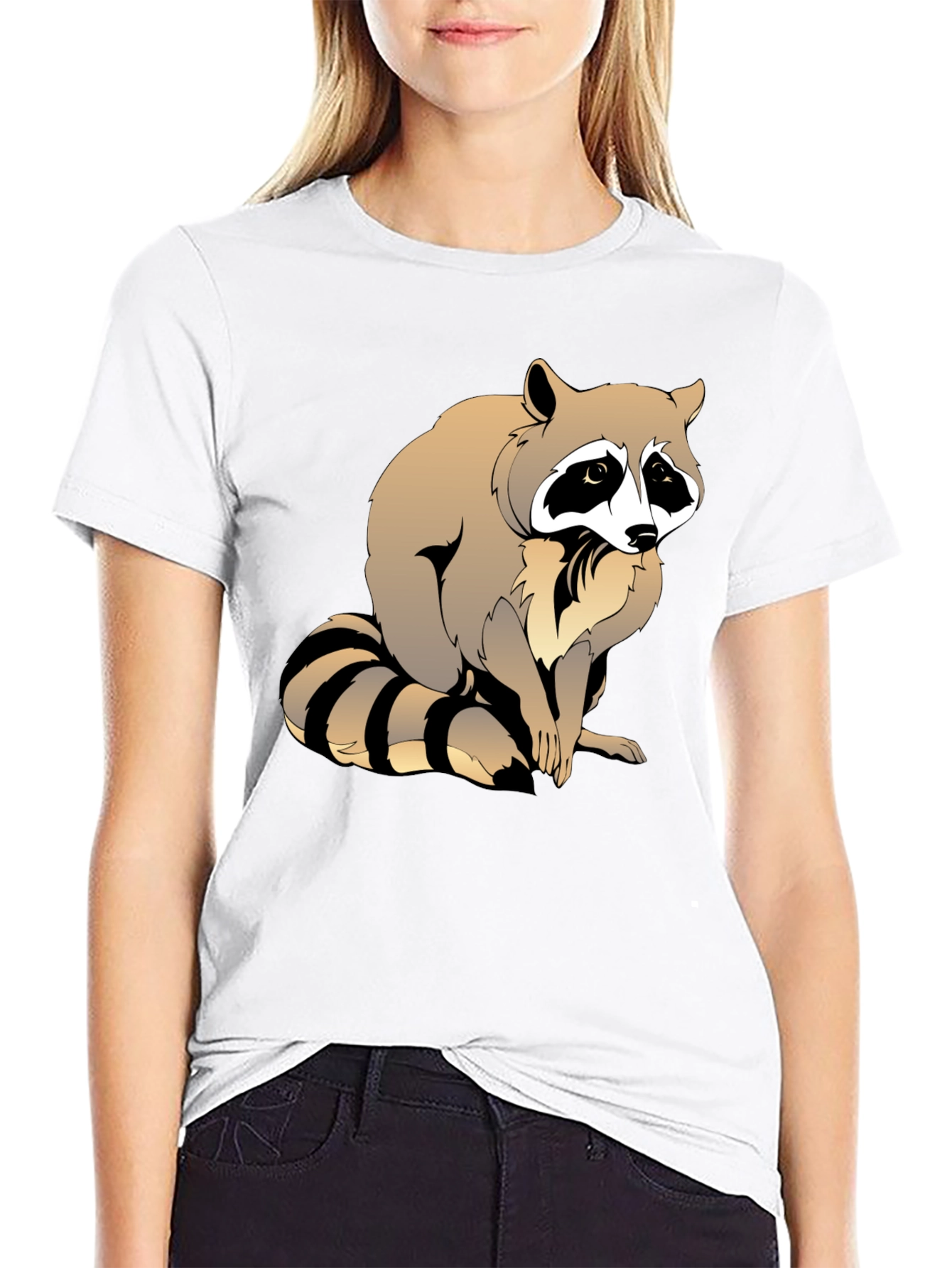 Black Raccoon Graphic T-Shirt - Men's Black Crew Neck Tee view 9