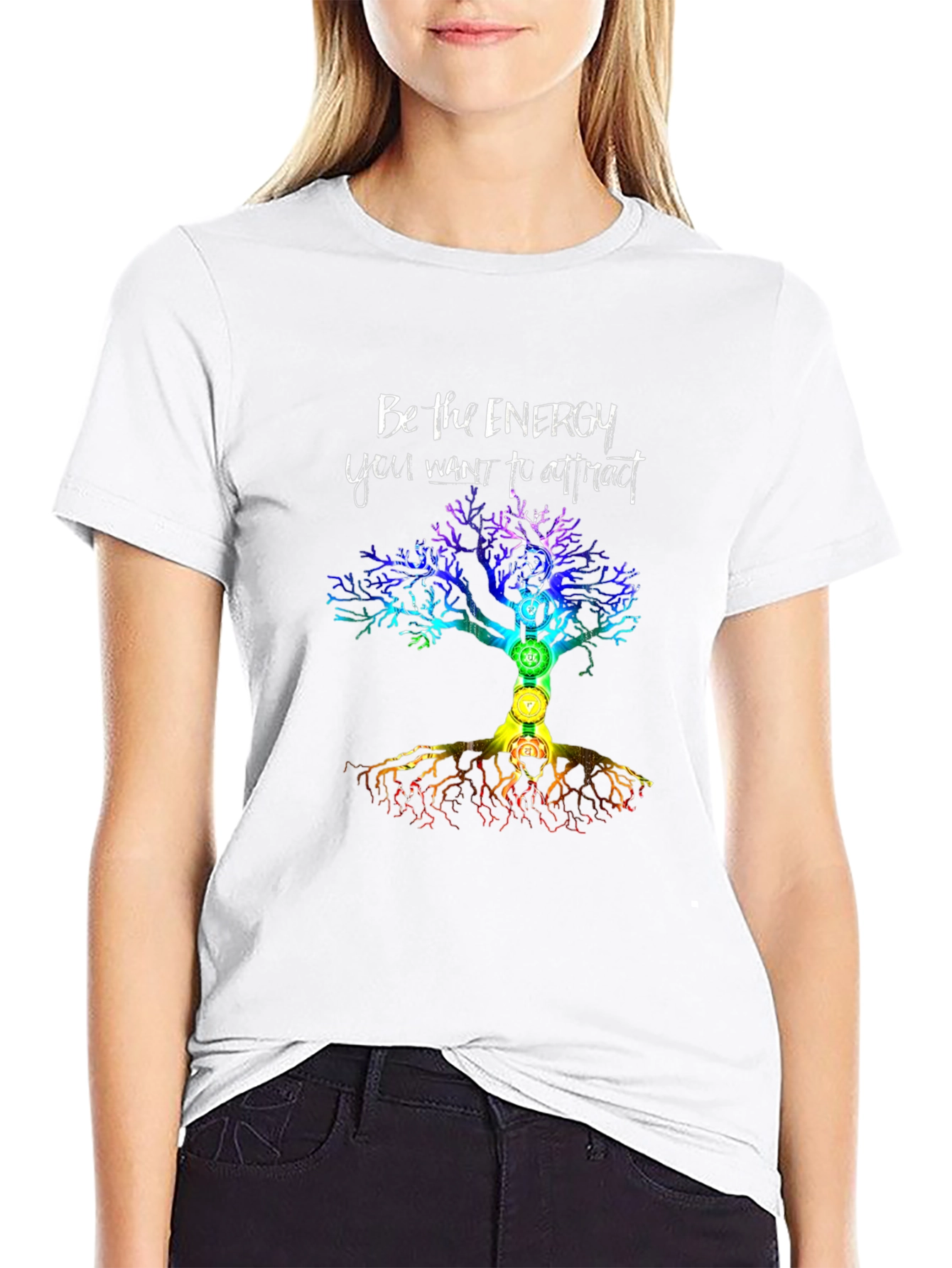 Black Energy Tree Chakra Graphic T-Shirt view 9