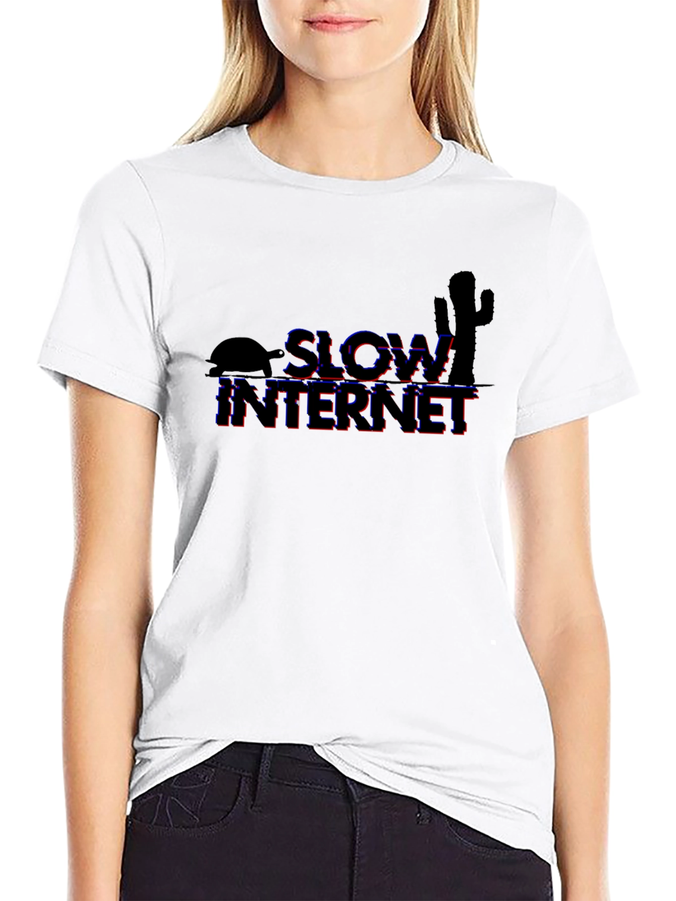 Black Slow Internet Graphic T-Shirt - Black view 9