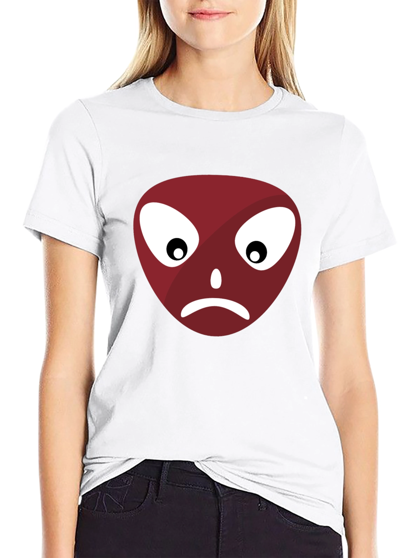 Black Sad Face Graphic T-Shirt - Casual Wear view 9