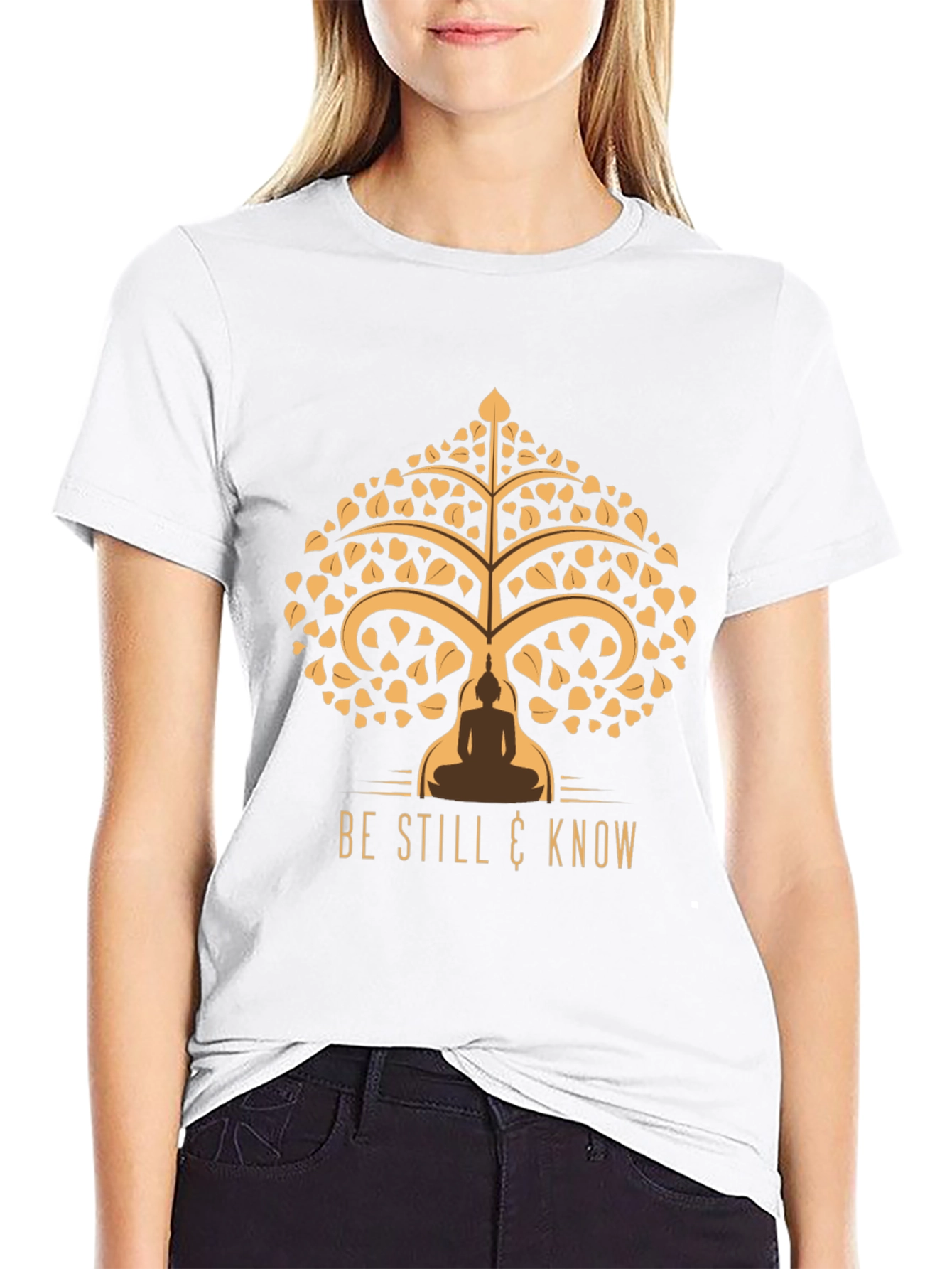 Black Be Still & Know Tee - Spiritual Tree of Life Design view 9
