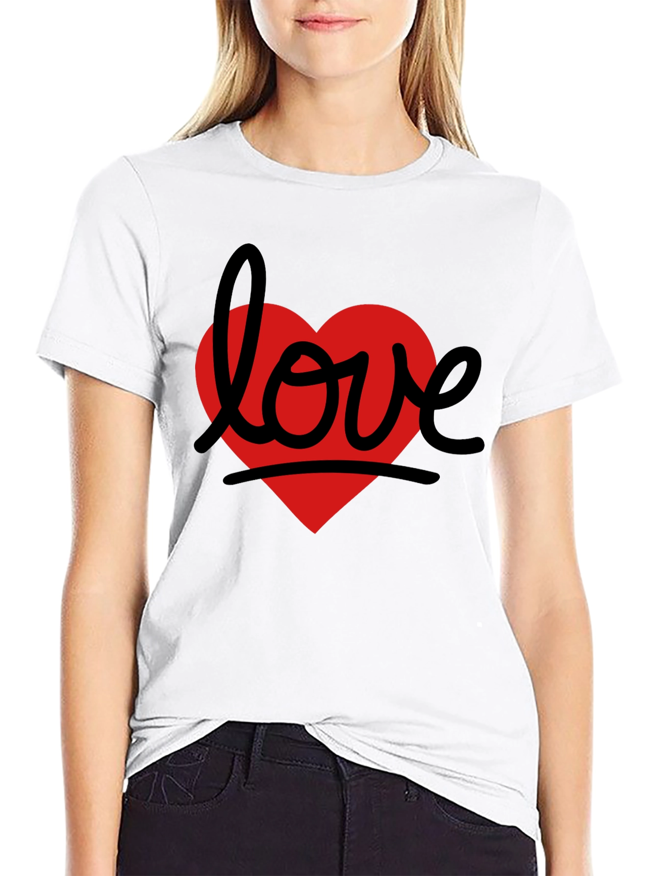 Black Love Heart Graphic Tee - Black view 9