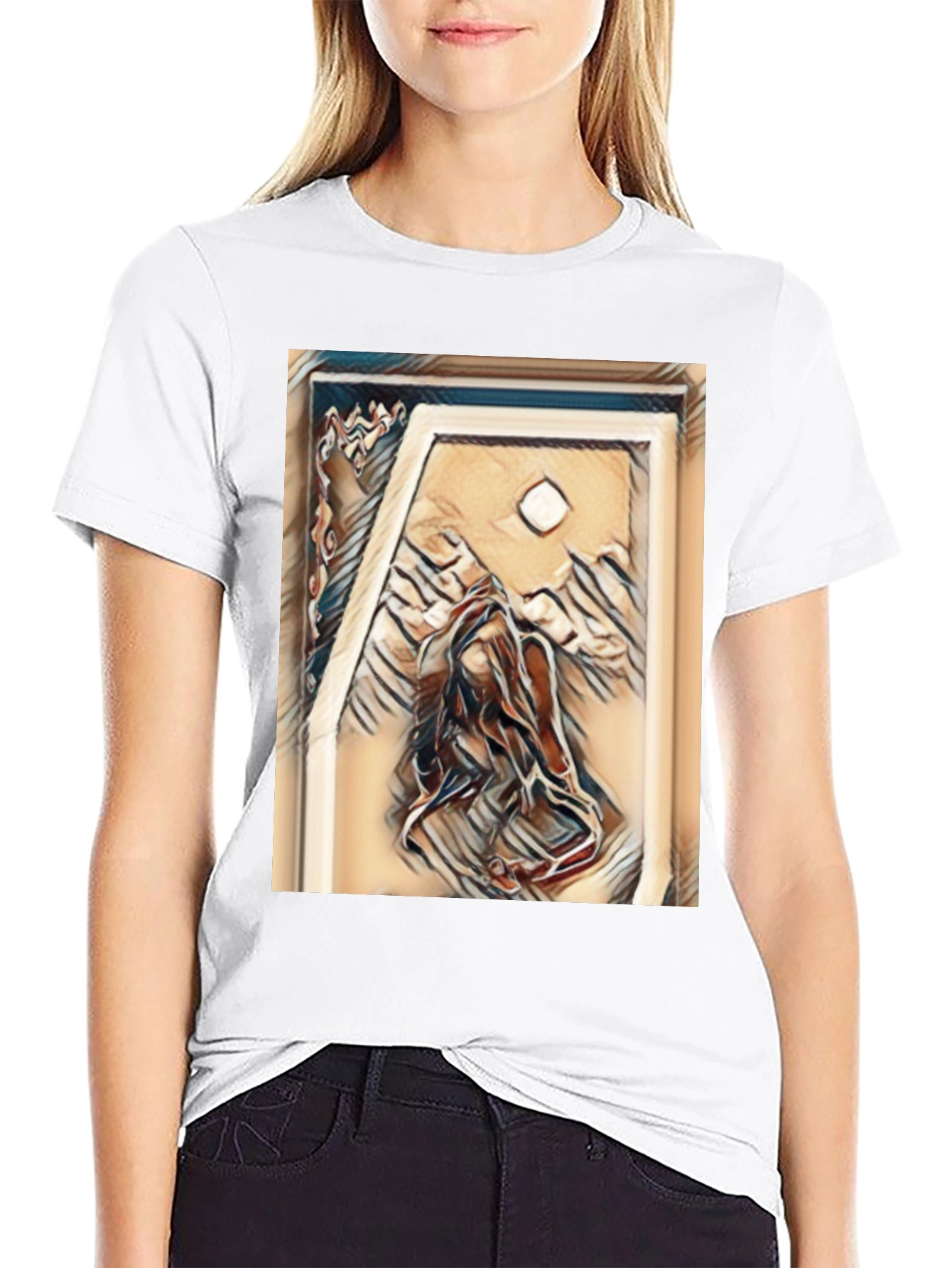 Black Abstract Art Tee - Black Cotton Blend view 9