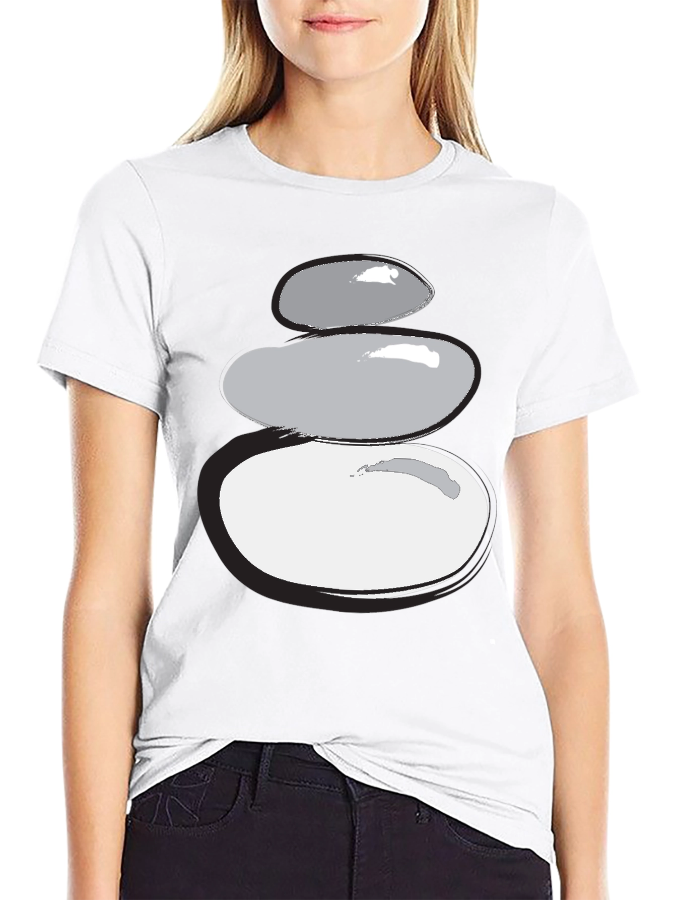 Black Stacked Stones Graphic Tee - Zen Style view 9