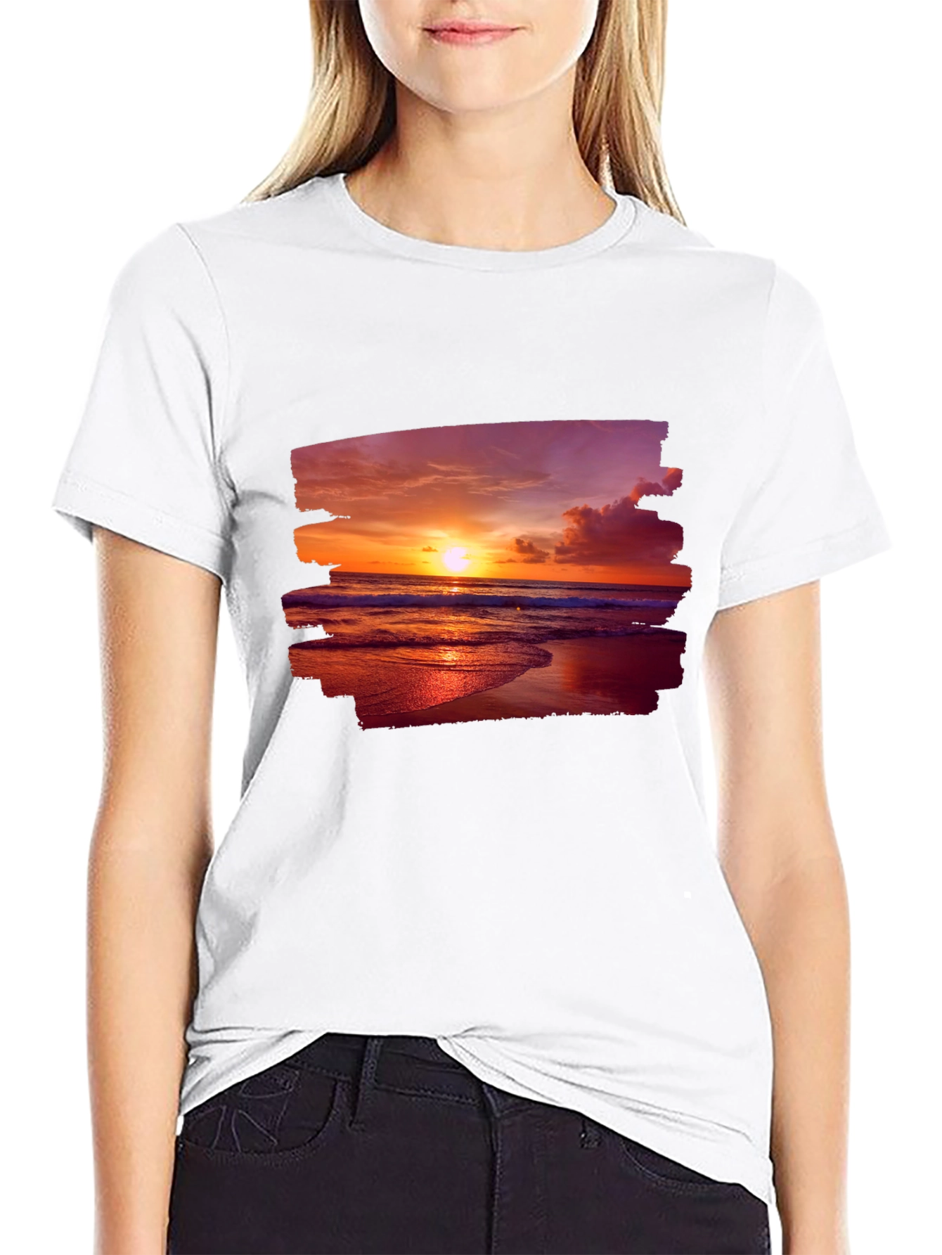 Black Sunset Beach Graphic T-Shirt view 9