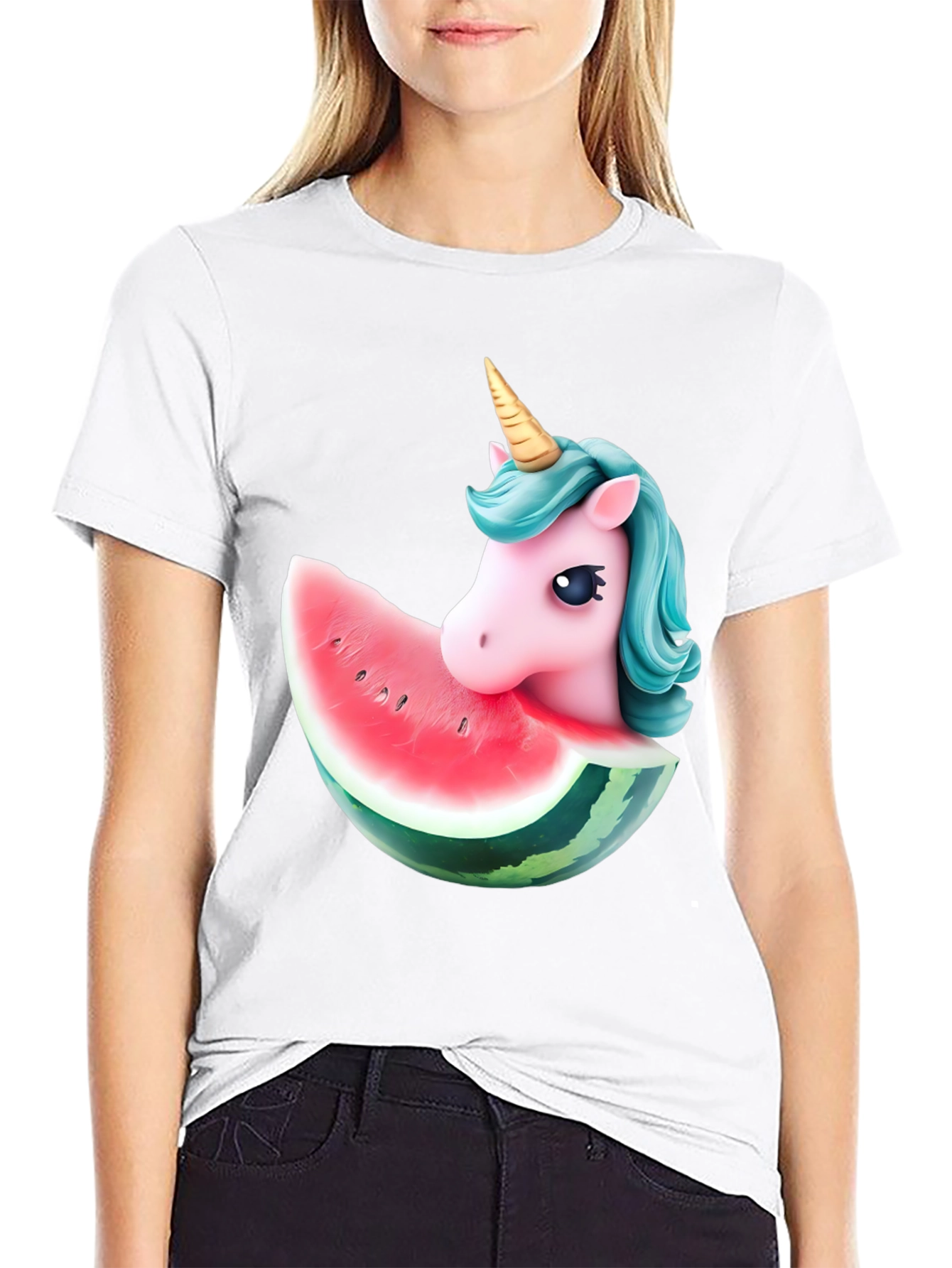 Black Unicorn Watermelon Graphic T-Shirt view 9