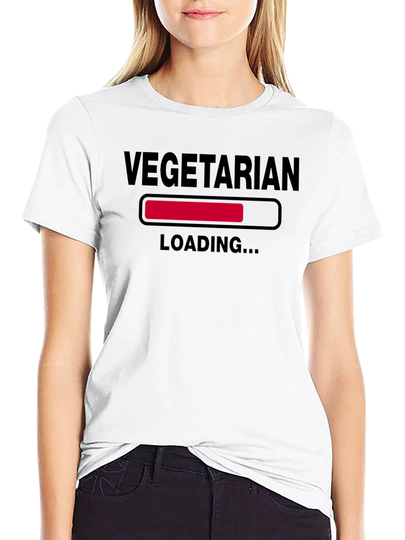 Black Vegetarian Loading T-Shirt - Funny Vegan Tee view 9