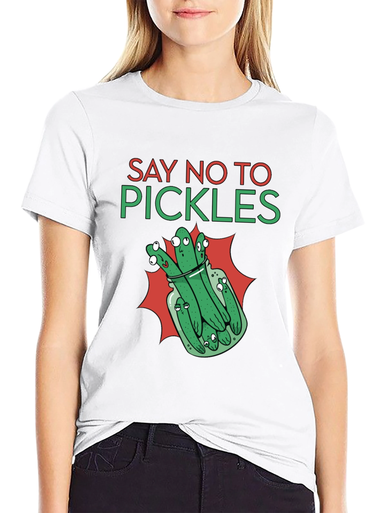 Black Say No to Pickles Funny Graphic T-Shirt view 9