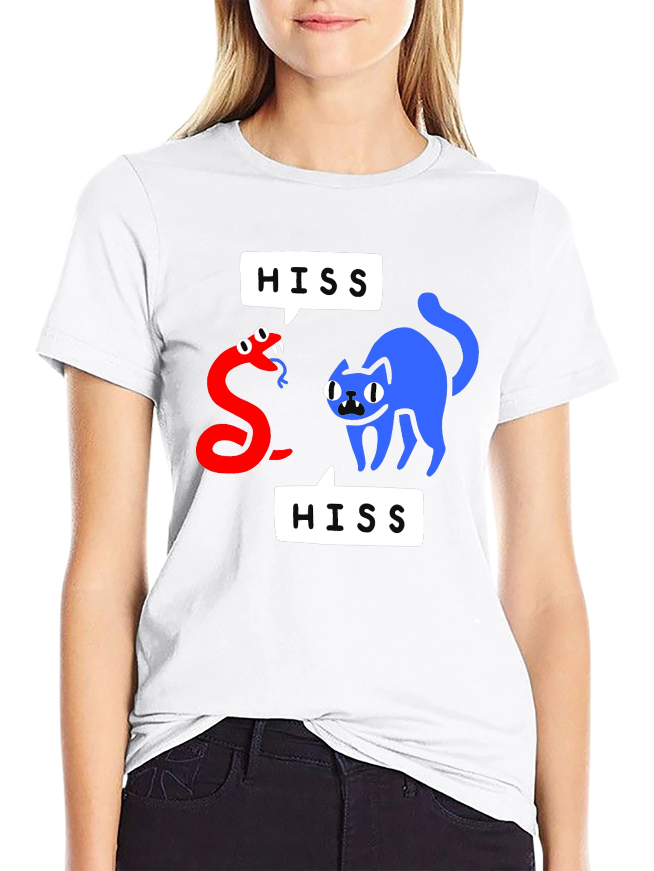Black Hiss-terical Cat & Snake Graphic Tee view 9