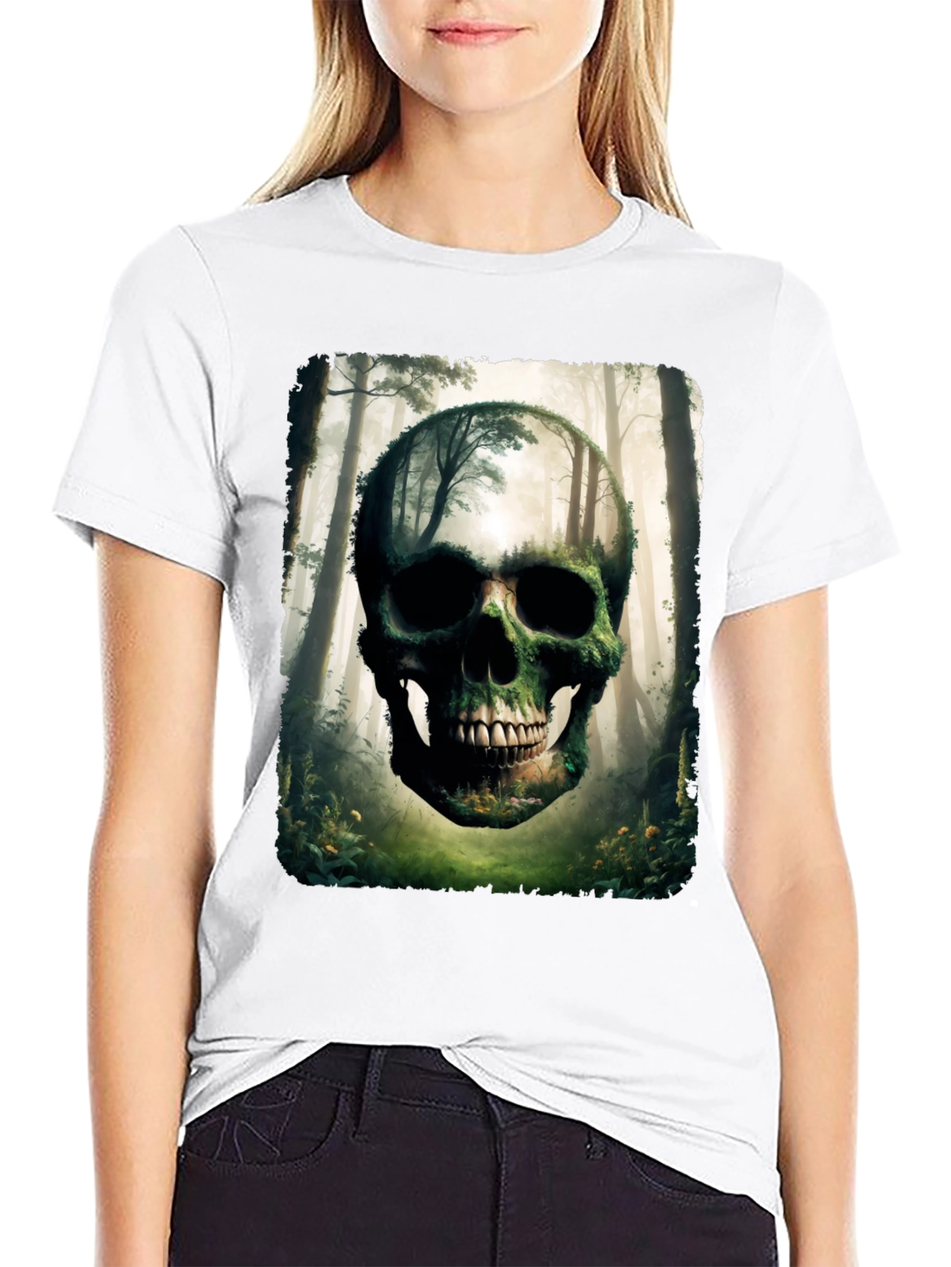 Nature Skull Graphic Tee - Unique Forest Design T-Shirt - 9