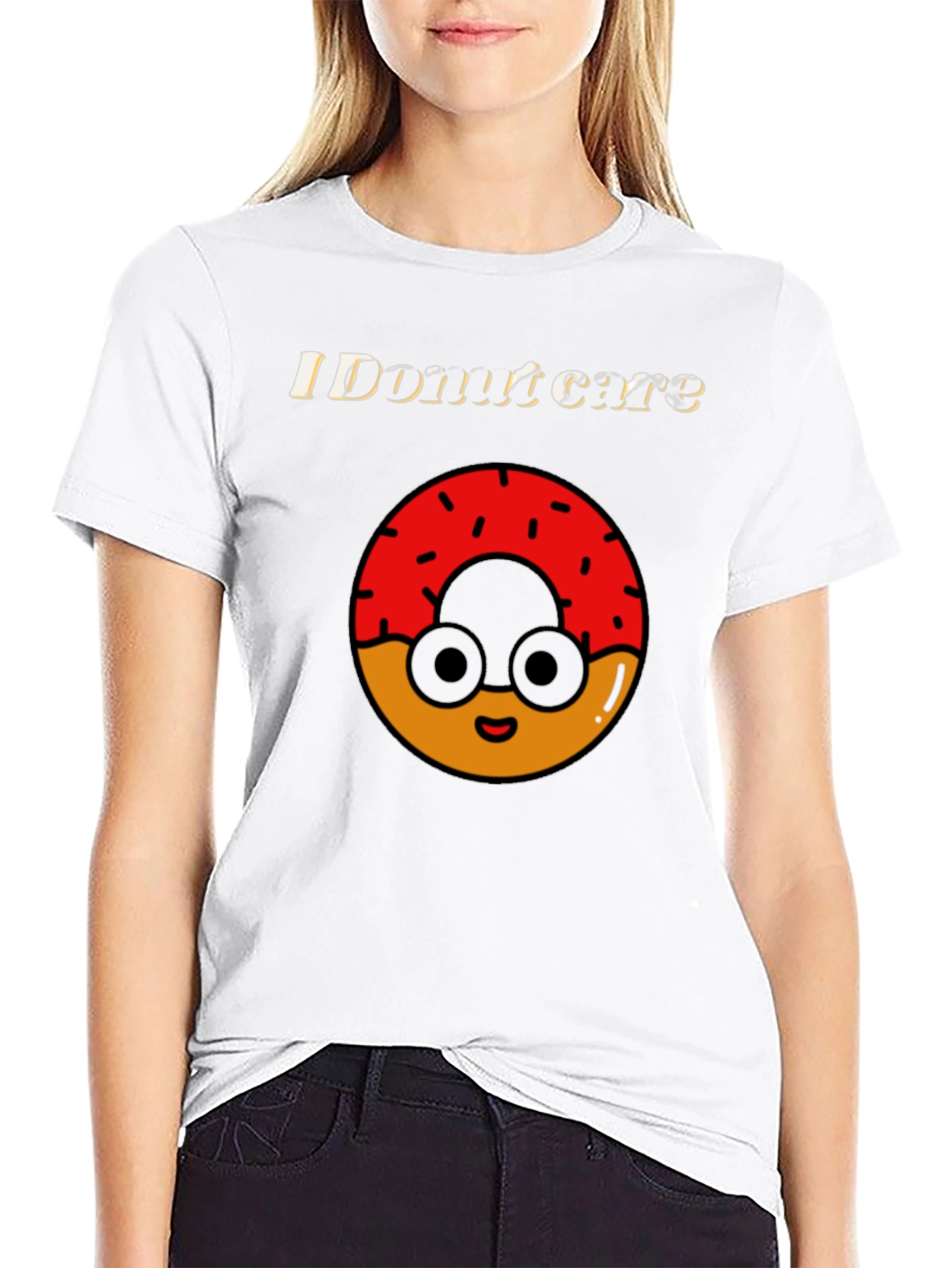 Black Funny Donut Care Graphic T-Shirt view 9