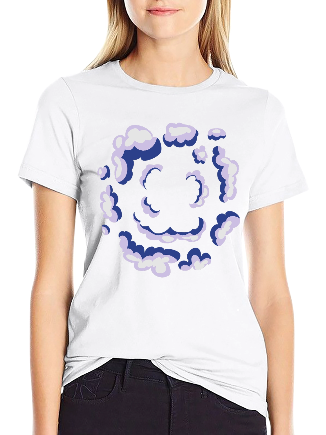 Black Smiley Cloud T-Shirt - Unique Graphic Tee view 9