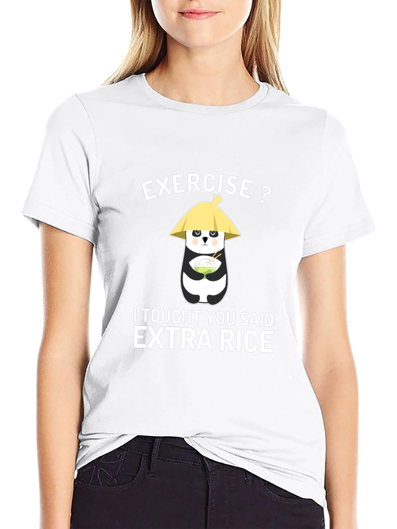 Black Exercise? Extra Rice Panda T-Shirt view 9