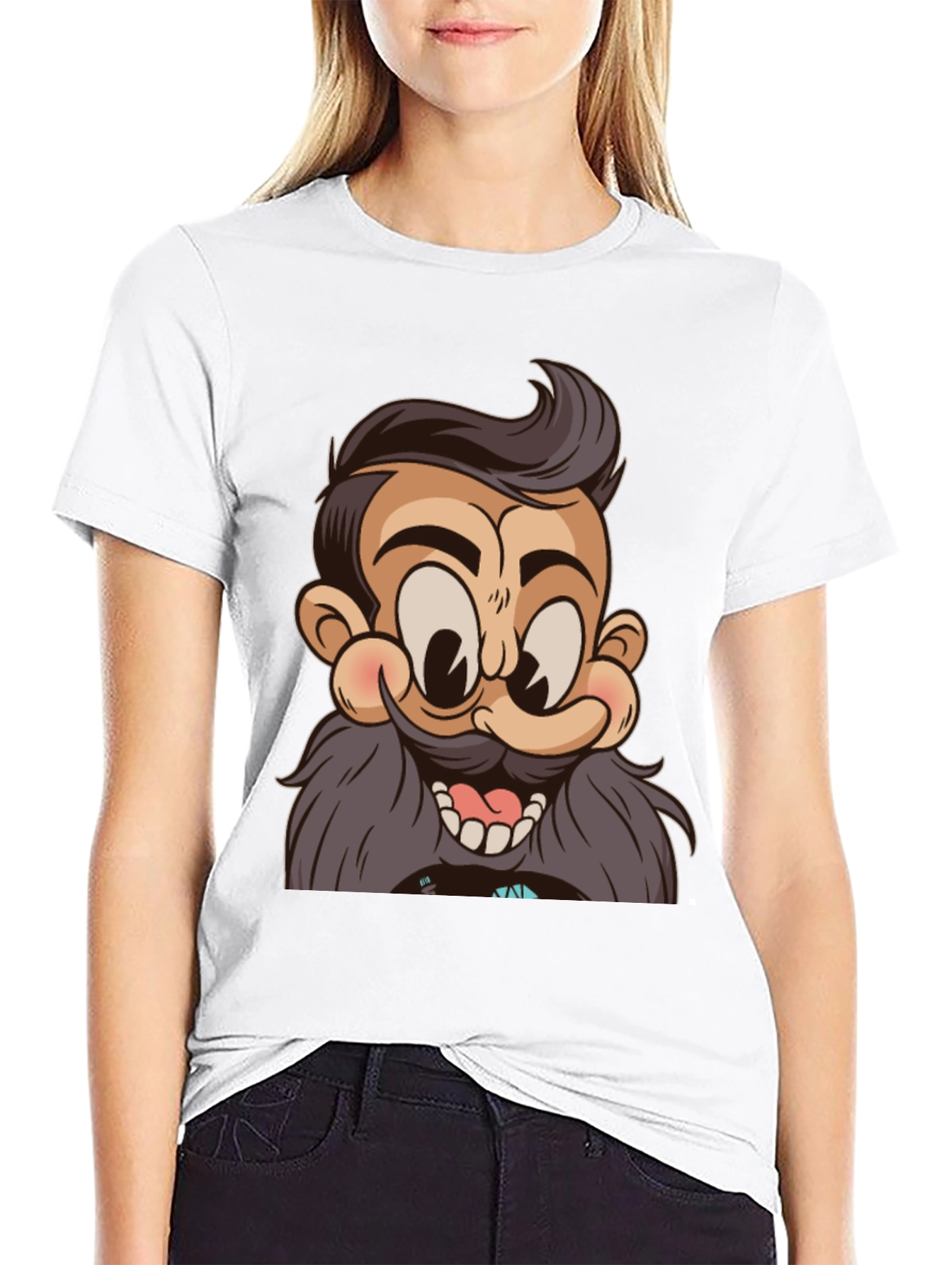 Black Cartoon Character Graphic Print Black T-Shirt view 9