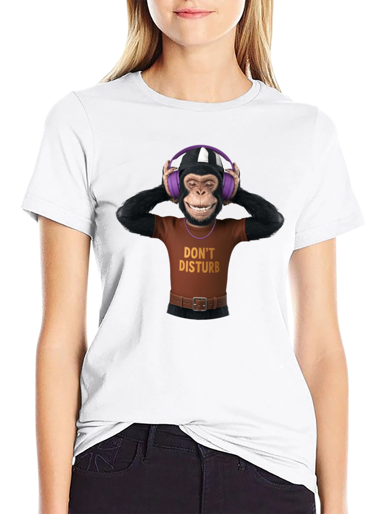 Black Funny Monkey Graphic T-Shirt - Don't Disturb view 9