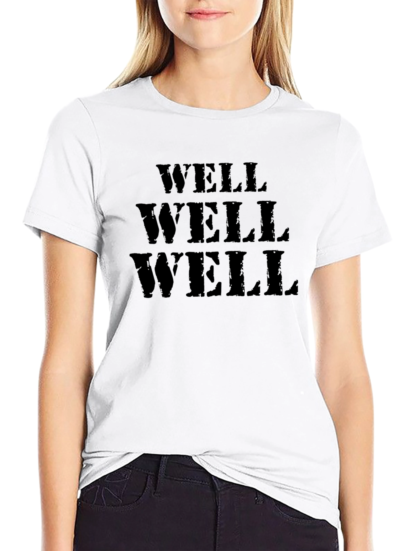 Black Well Well Well T-Shirt - Classic Black Tee view 9