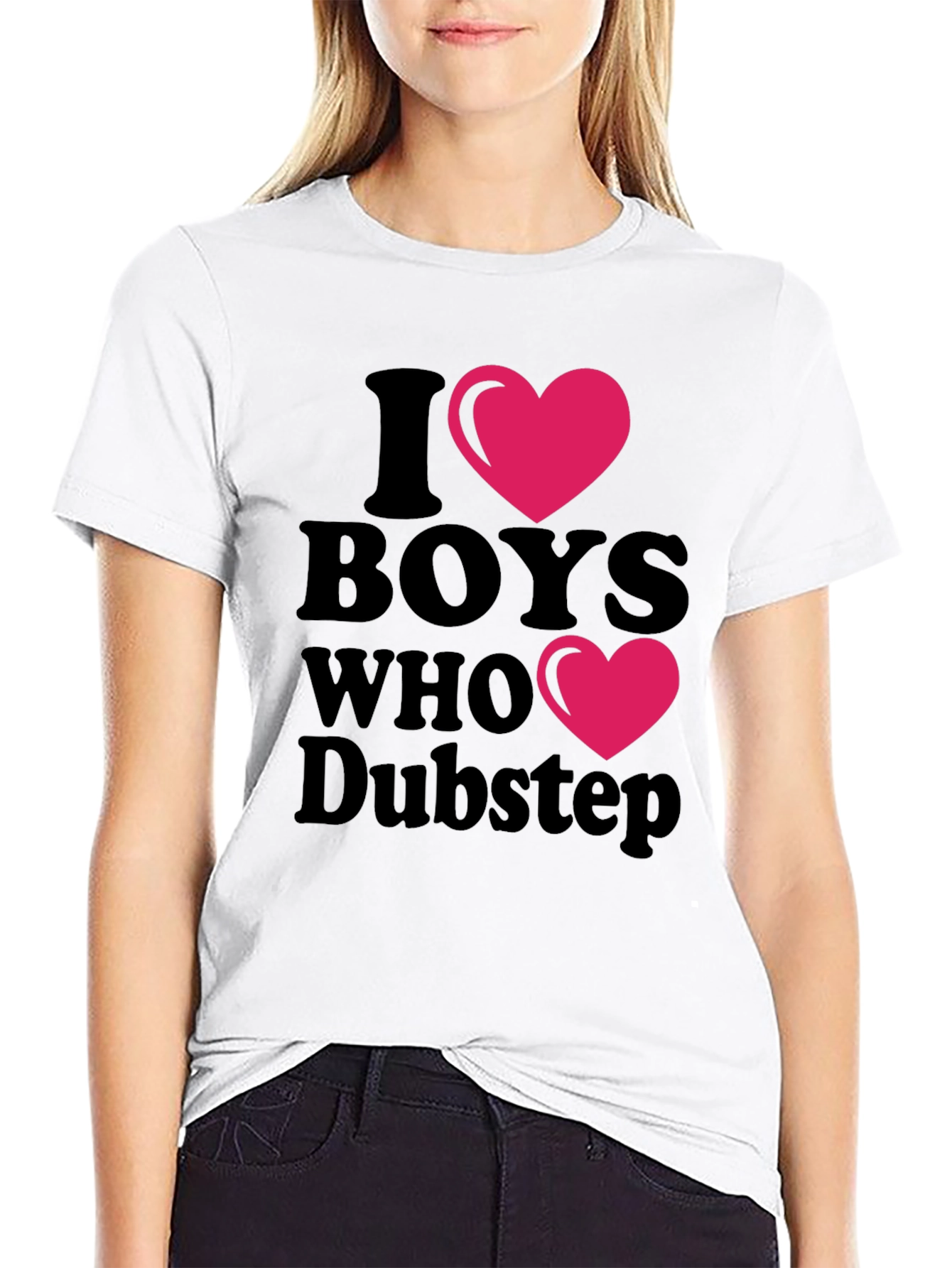 Black I Heart Boys Who Dubstep Black T-Shirt view 9