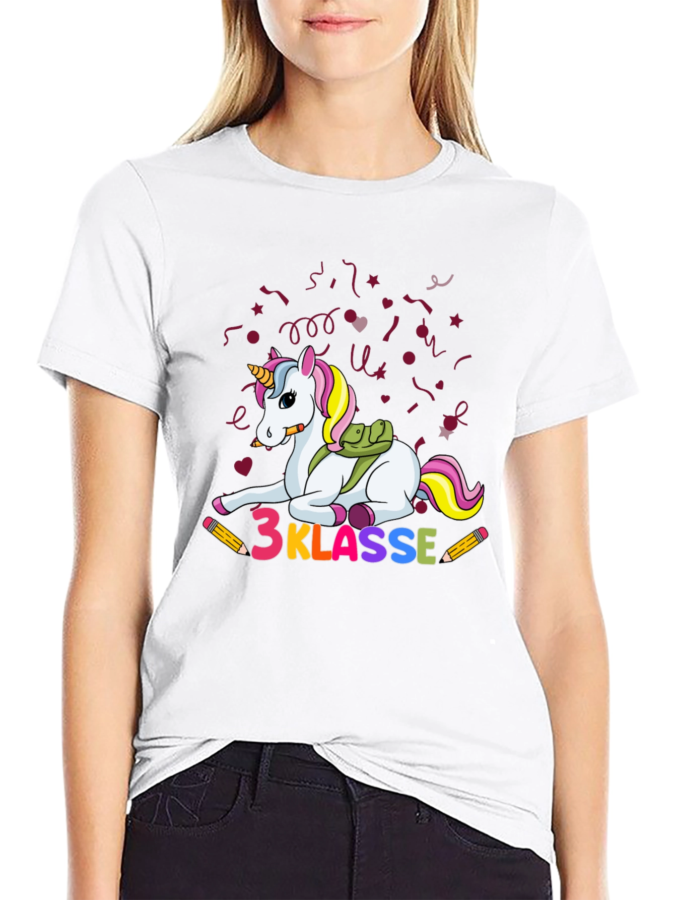 Black Cute Unicorn 3 Klasse T-Shirt view 9