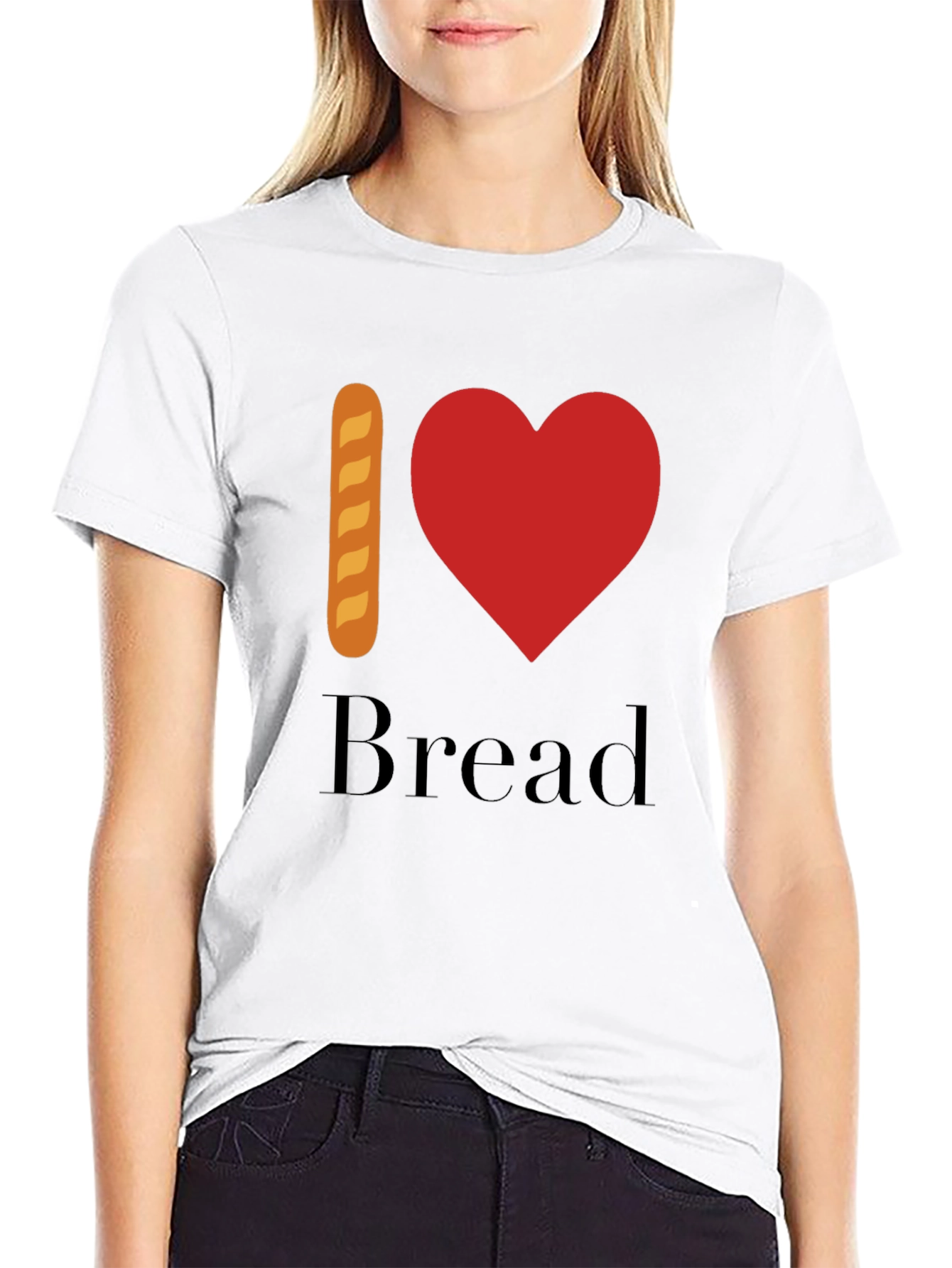 Black I Love Bread T-Shirt - Novelty Foodie Tee view 9