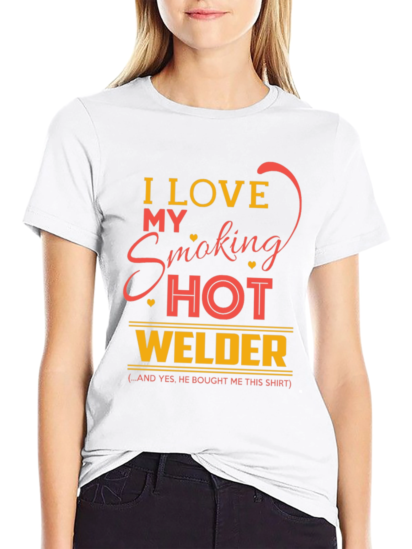 Black I Love My Smoking Hot Welder Graphic T-Shirt view 9
