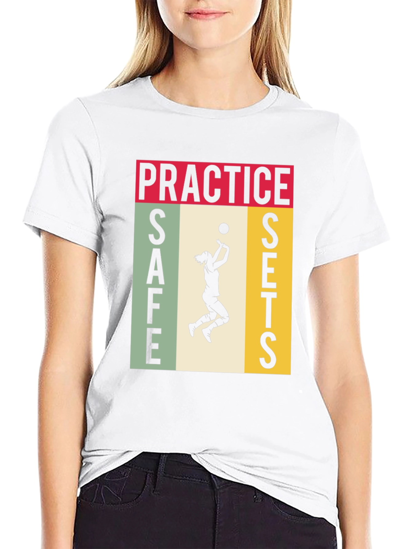 Black Practice Safe Sets Volleyball Graphic Tee view 9