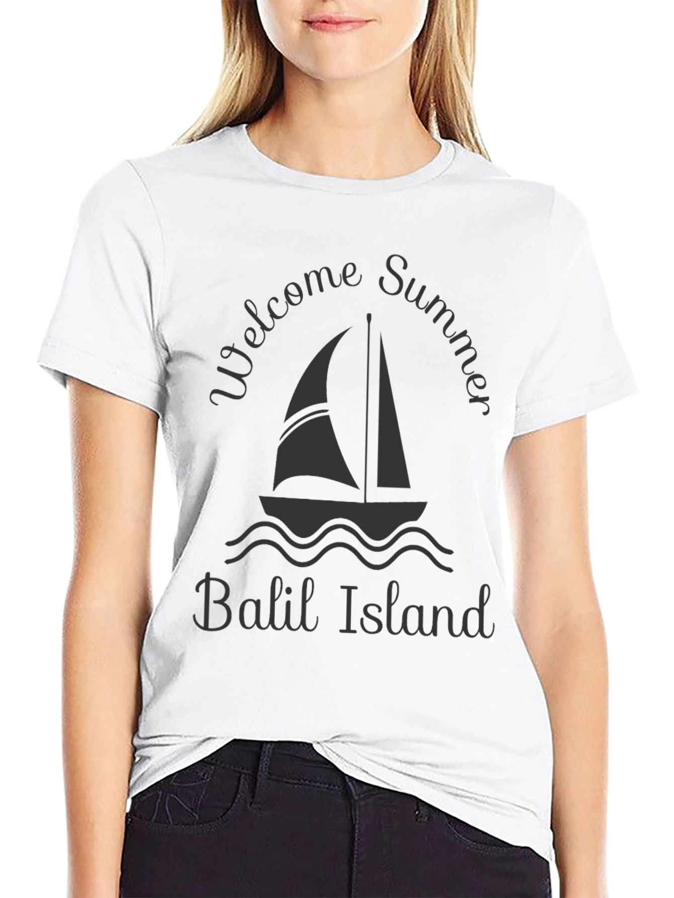 Black Welcome Summer Balil Island Graphic Tee view 9