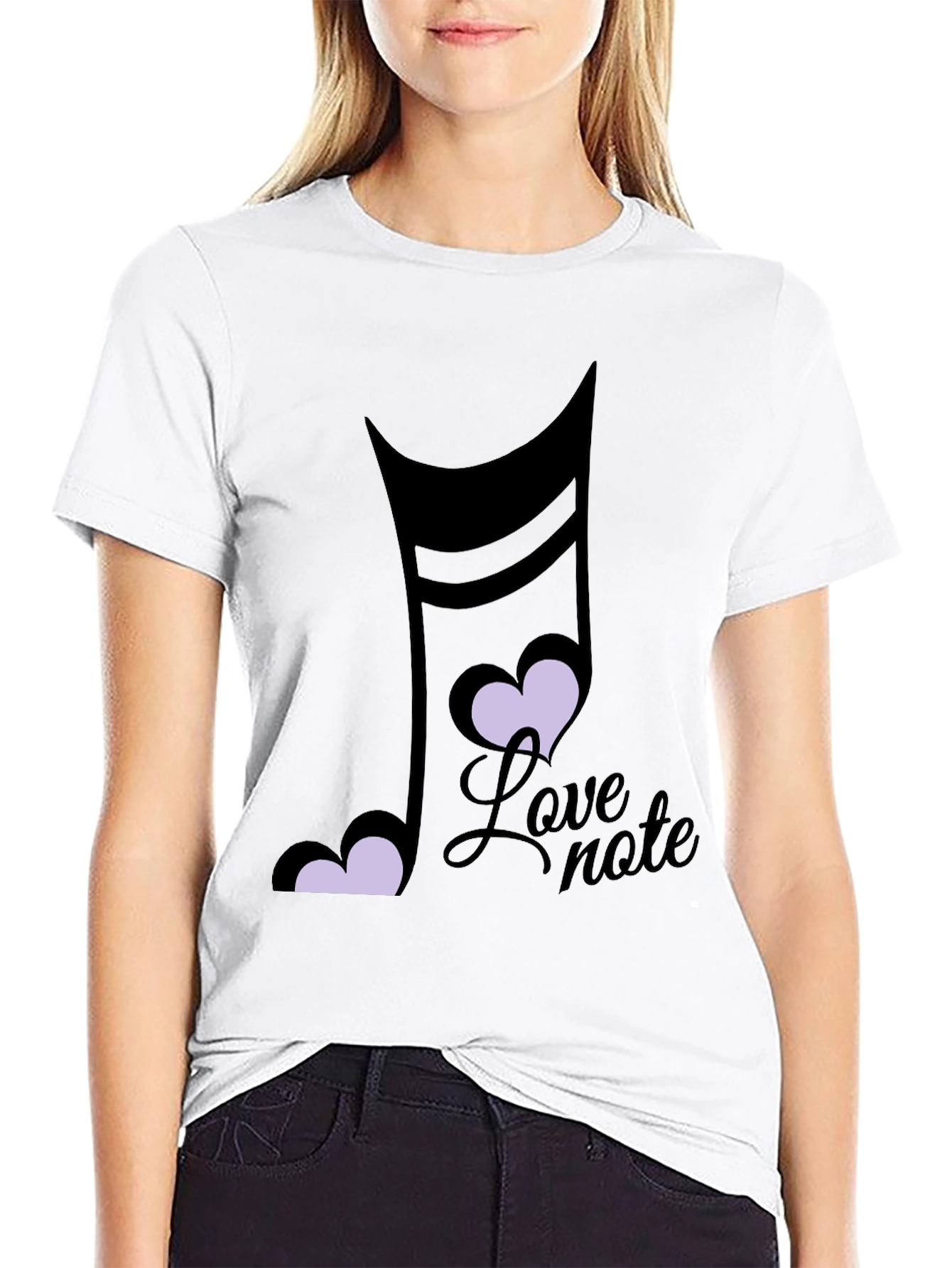Love Note Music Heart Graphic Black T-Shirt - 9