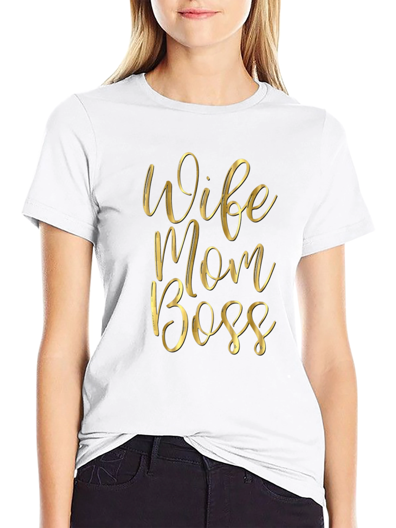 Black Wife Mom Boss Black Graphic Tee view 9
