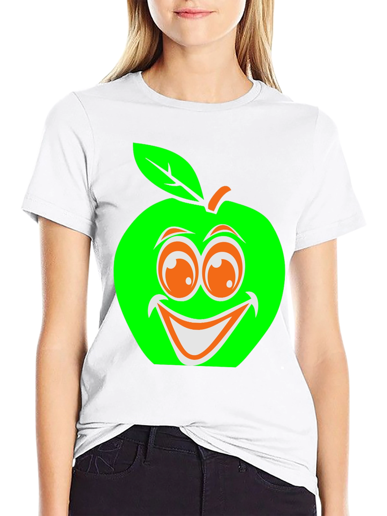 Black Funny Apple Graphic T-Shirt view 9