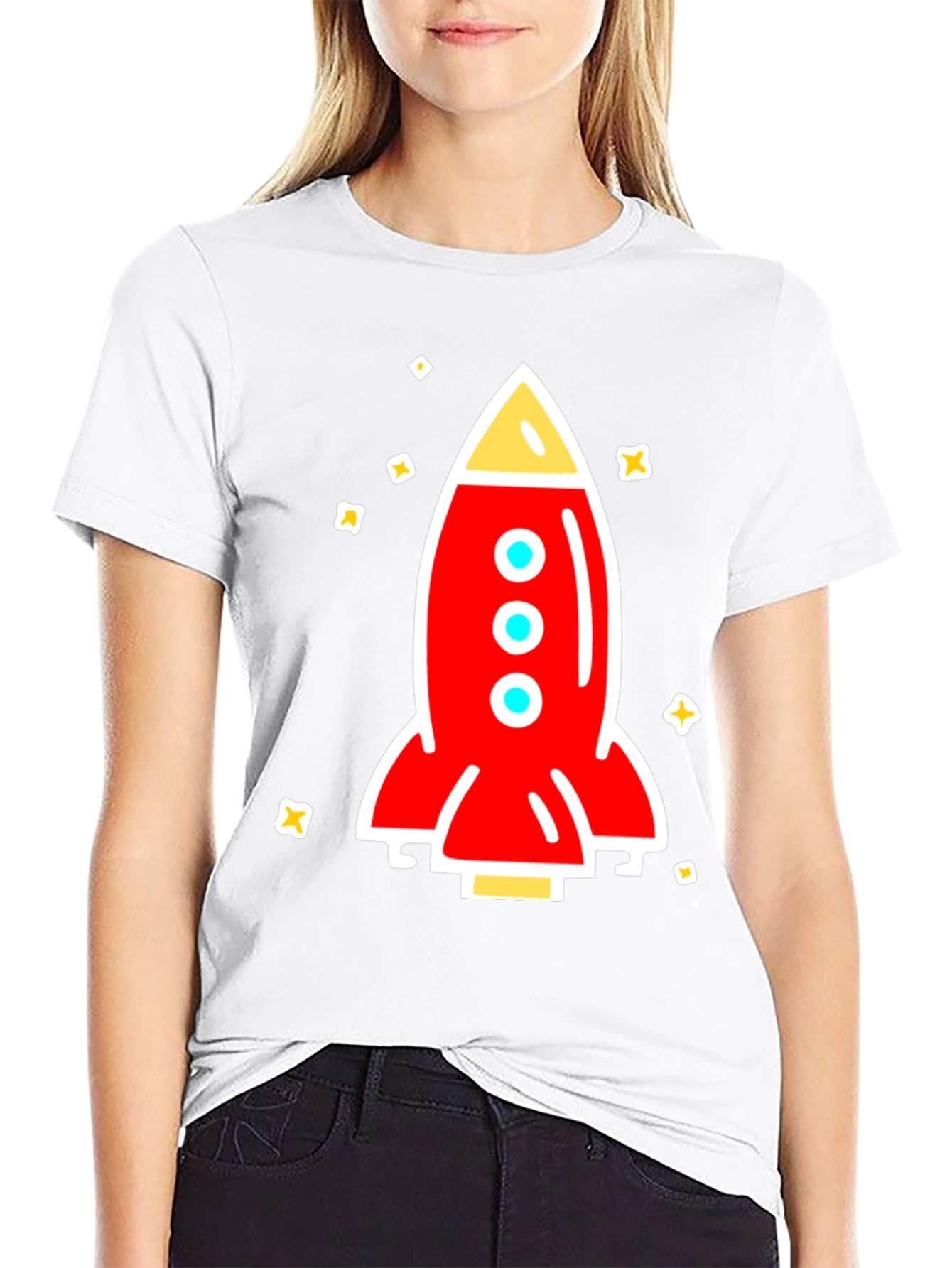 Black Rocket Graphic Tee - Space Adventure Shirt view 9