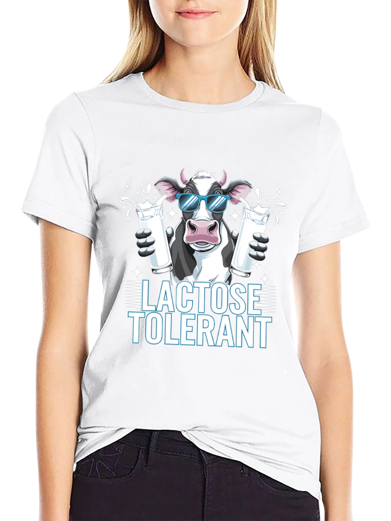 Black Lactose Tolerant Cow Graphic Tee view 9