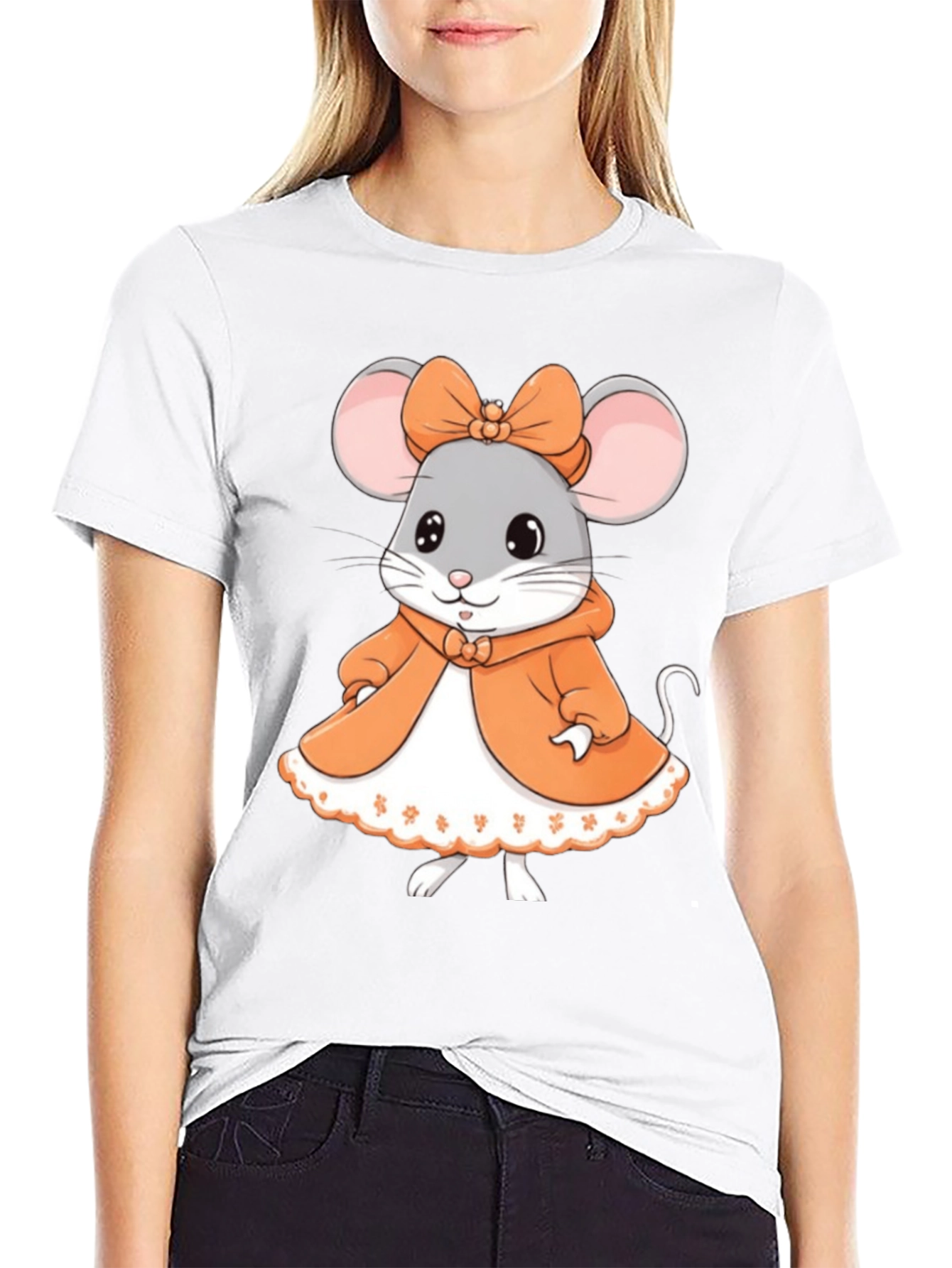 Black Cute Mouse Graphic Tee - Black Unisex T-Shirt view 9