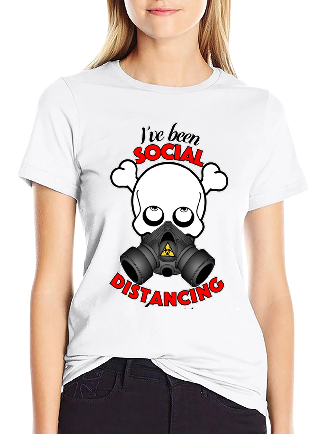 Black Social Distancing T-Shirt - Funny Skull & Mask Tee view 9