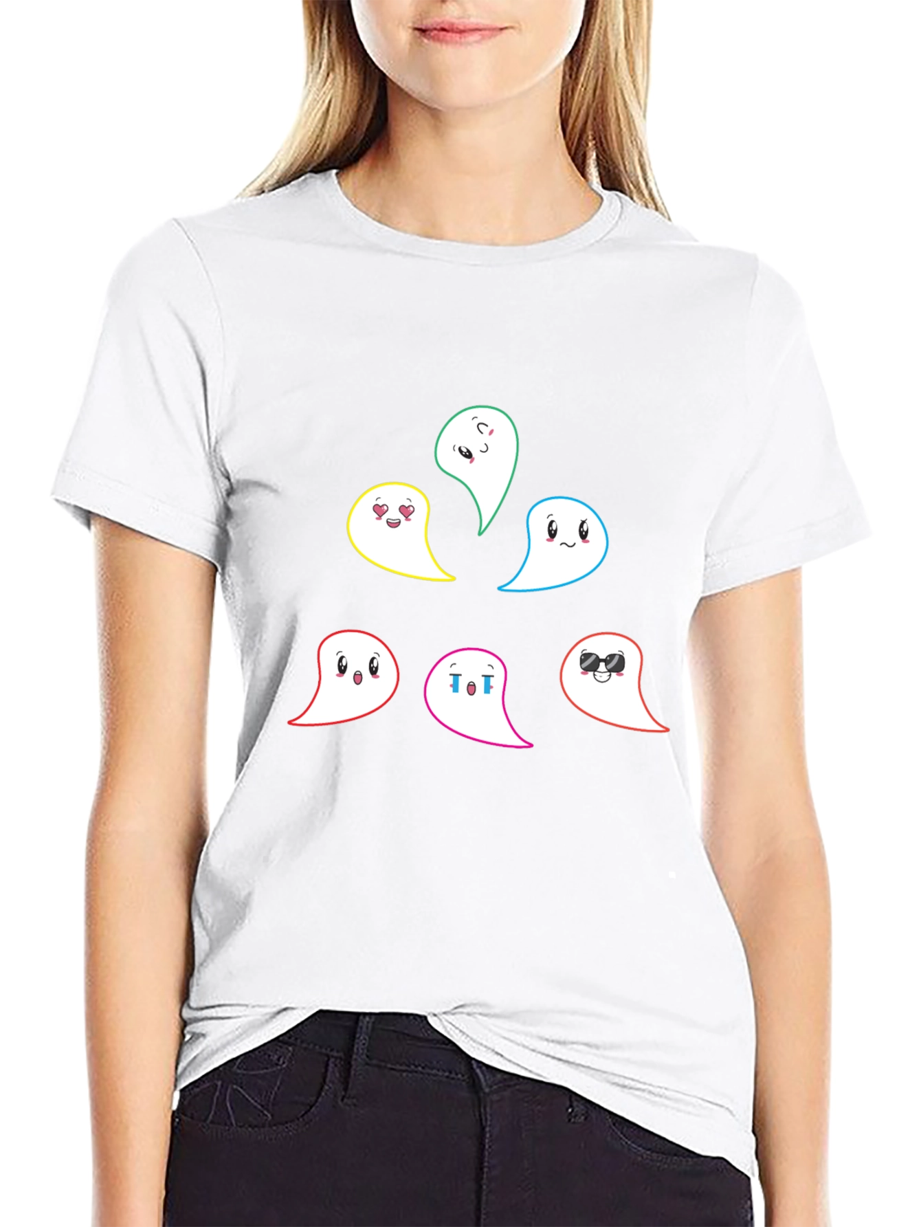 Black Emoji Ghost Graphic T-Shirt - Men's Black Tee view 9
