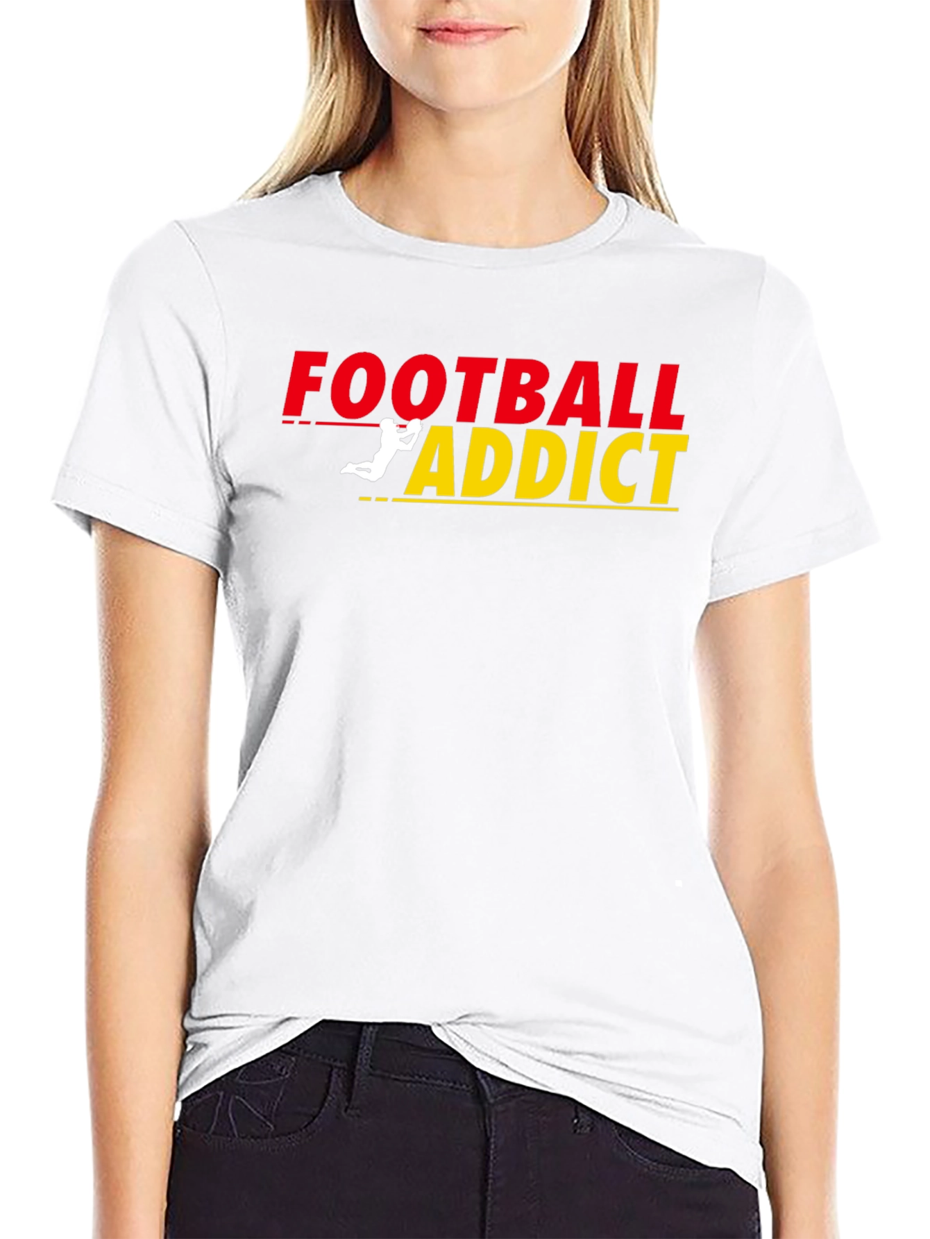 Black Football Addict Graphic Tee - Black Cotton T-Shirt view 9