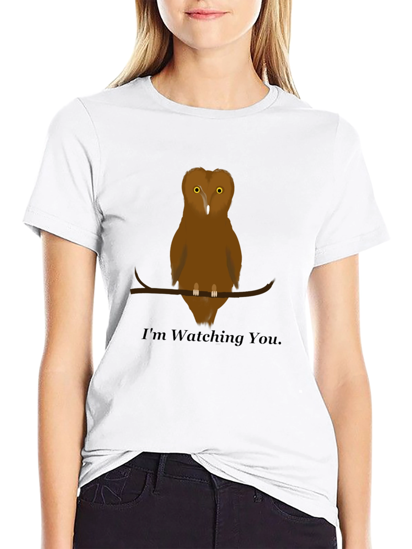 Black Owl Graphic Tee - I'm Watching You view 9