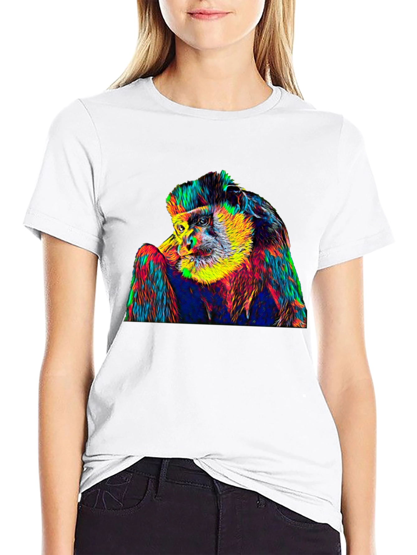 Black Psychedelic Monkey Graphic T-Shirt view 9
