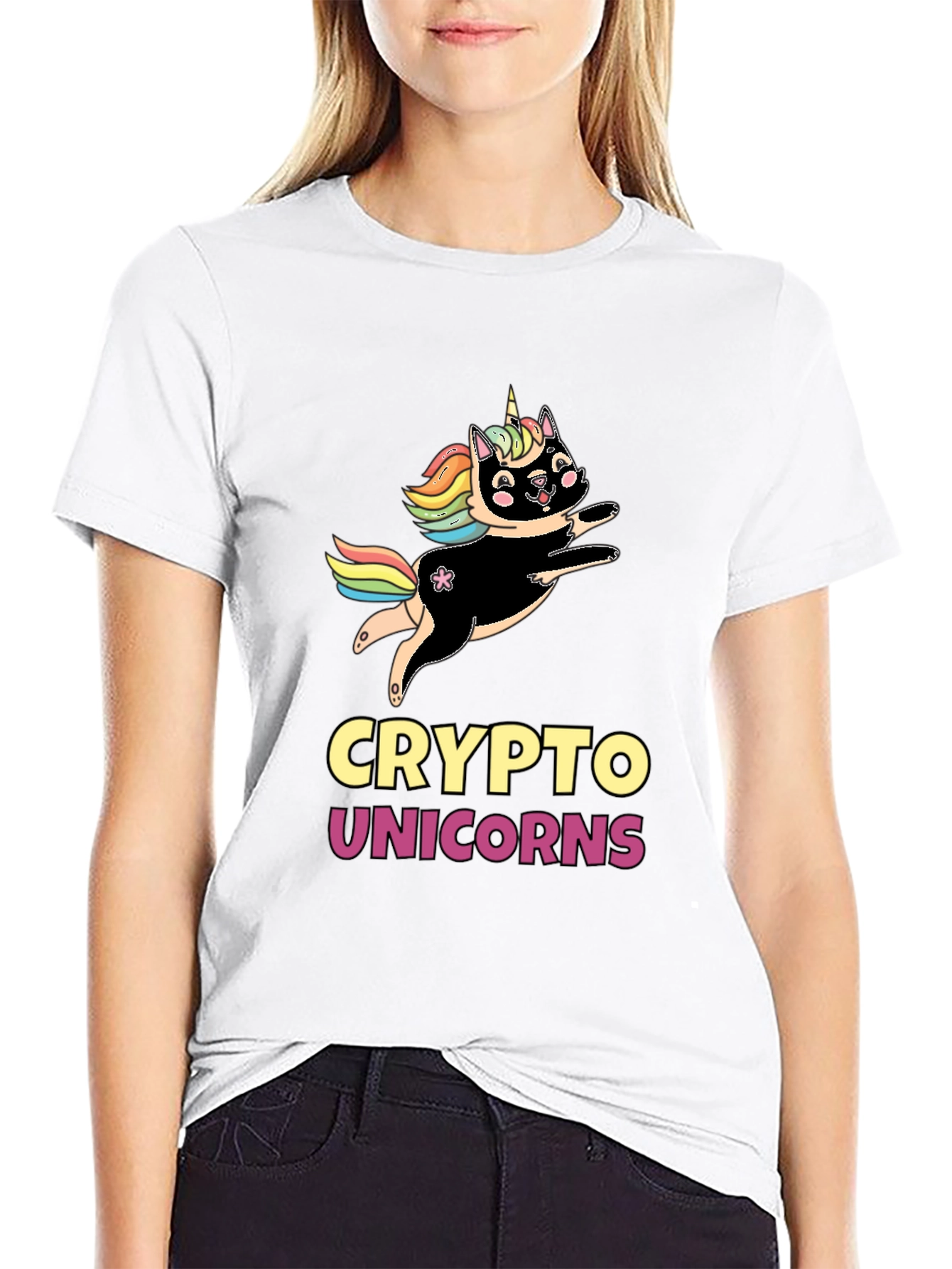 Black Crypto Unicorns Black T-Shirt view 9