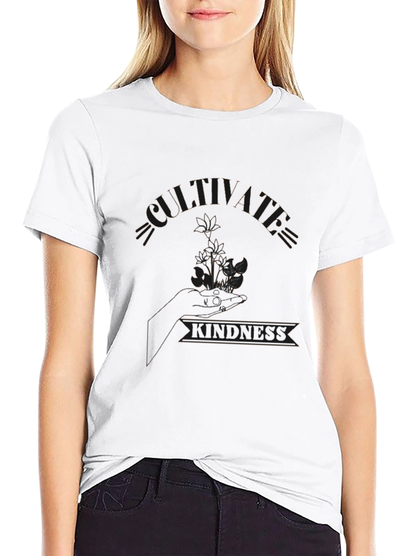 Black Cultivate Kindness Black Graphic Tee view 9