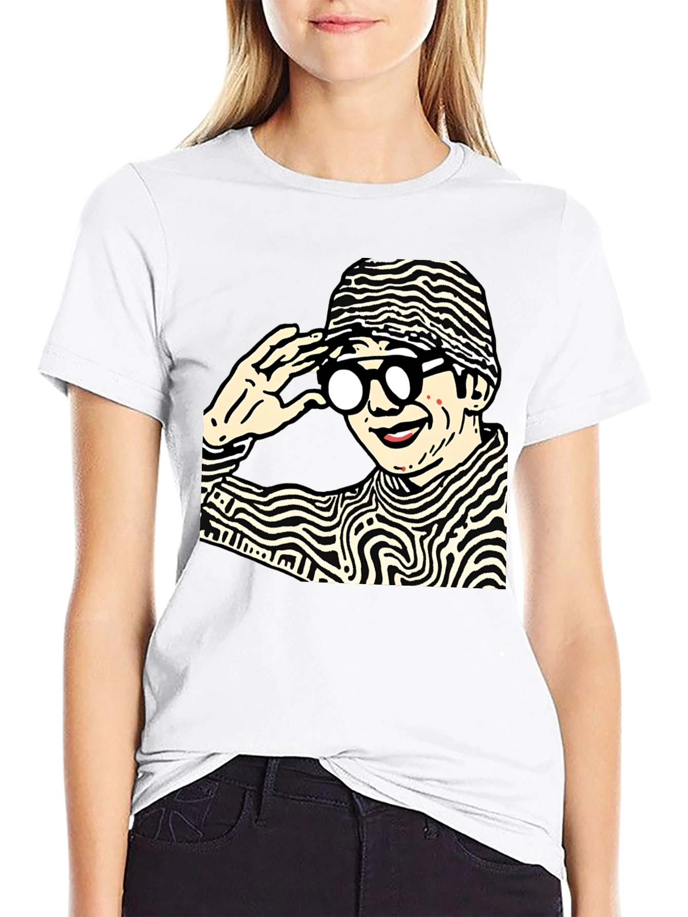 Black Funky Graphic Print Black Cotton T-Shirt view 9