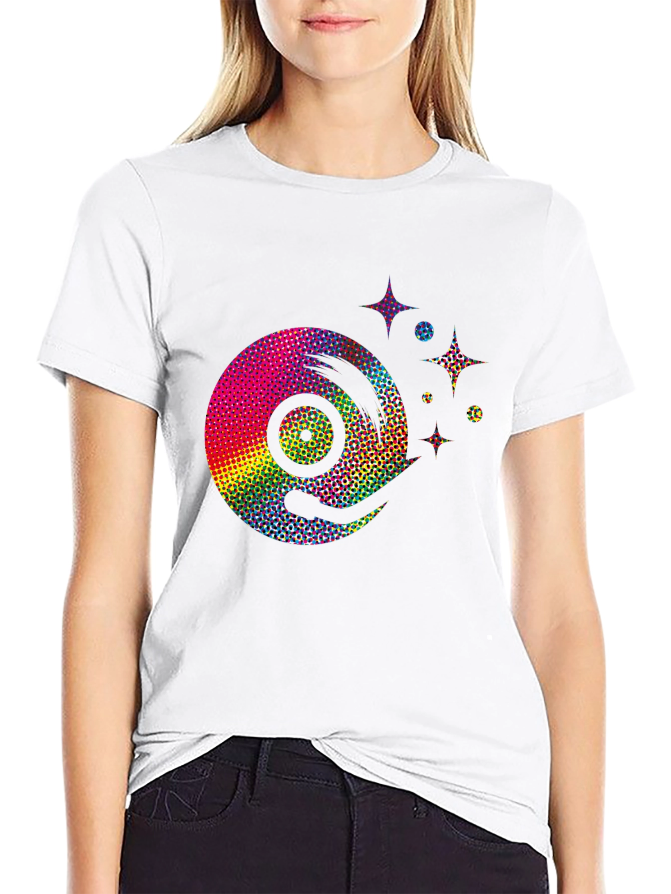 Black Retro Rainbow Vinyl Record Graphic Tee - Black view 9