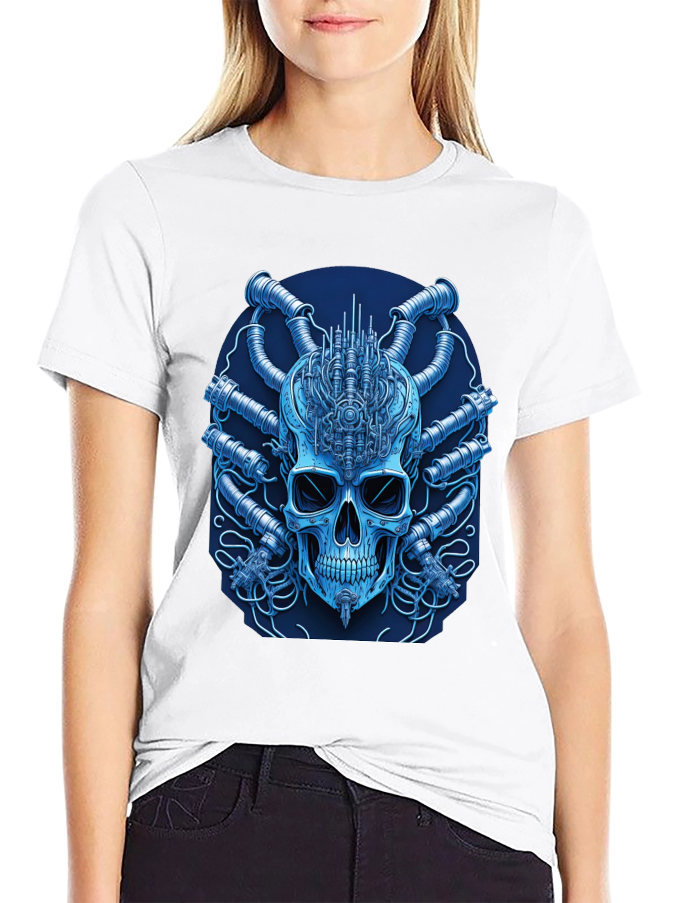 Black Cyberpunk Skull T-Shirt - Unique Graphic Tee view 9