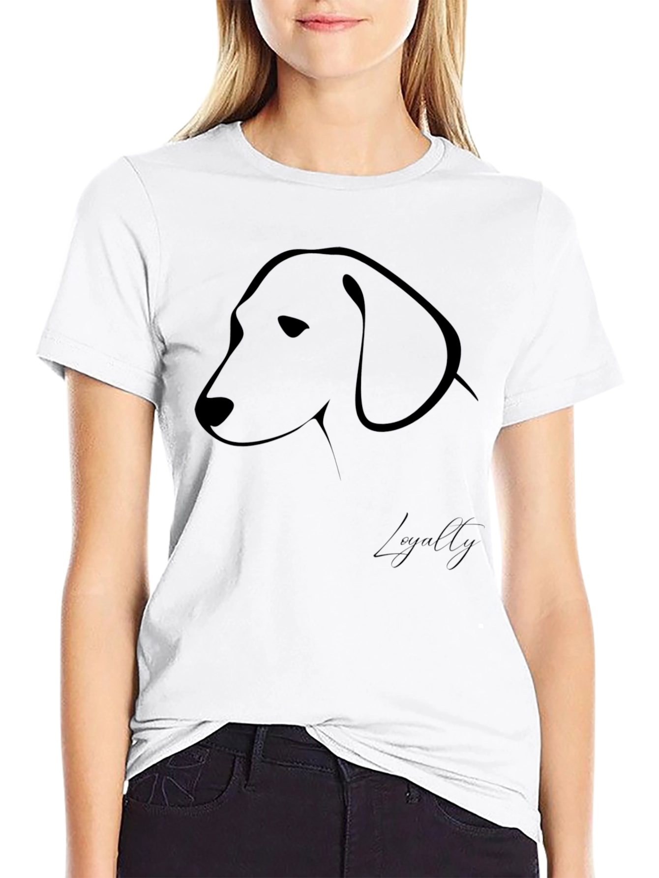 Black Minimalist Dog Outline Black T-Shirt view 9
