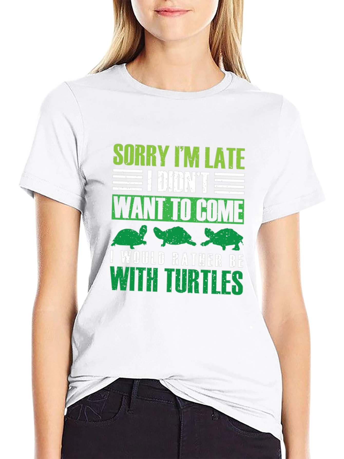 Black Sorry I'm Late Turtles T-Shirt view 9