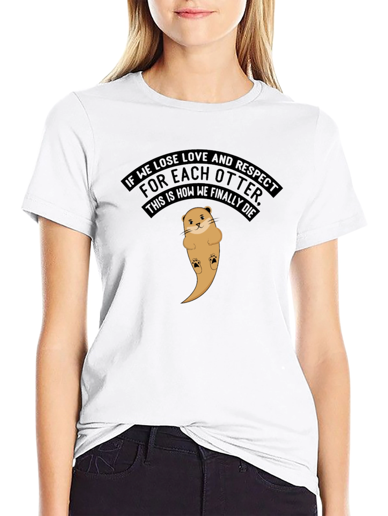 Black Otter Love T-Shirt - Funny Graphic Tee view 9
