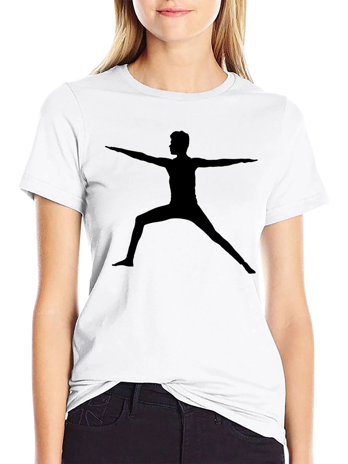 Black Yoga Pose Graphic Tee - Soft Cotton Blend view 9