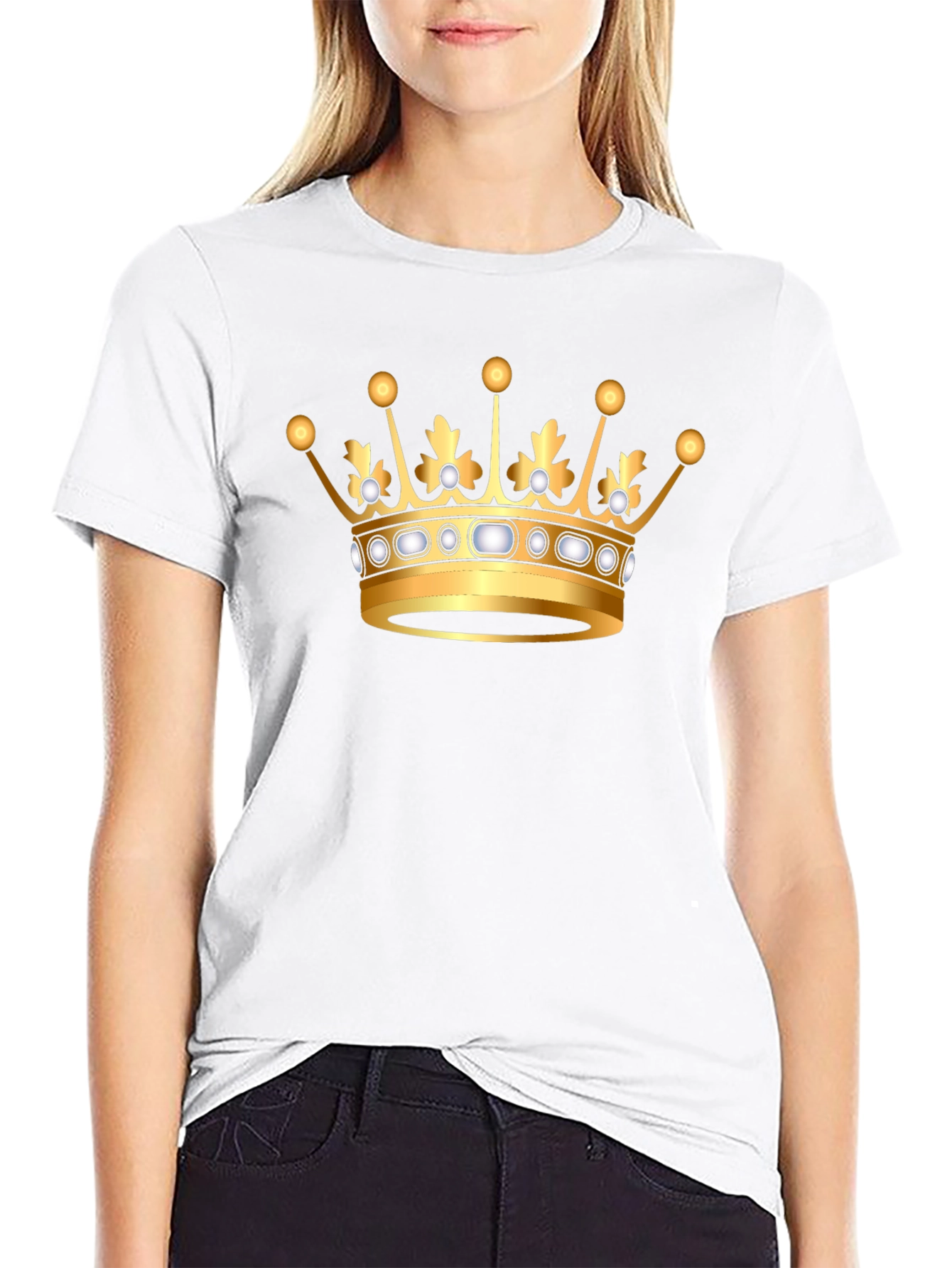Black Golden Crown Graphic Black T-Shirt view 9