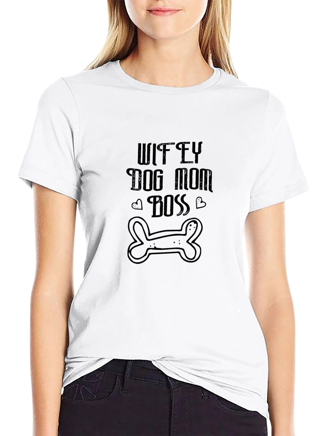 Black Wifey Dog Mom Boss Graphic T-Shirt view 9