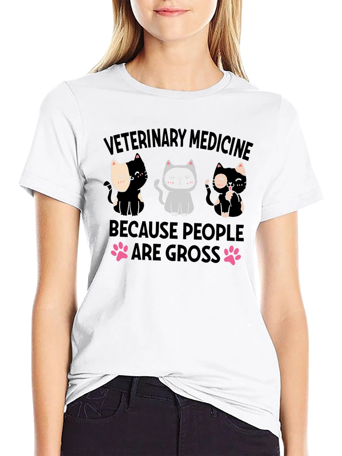 Black Veterinary Medicine Cat T-Shirt view 9